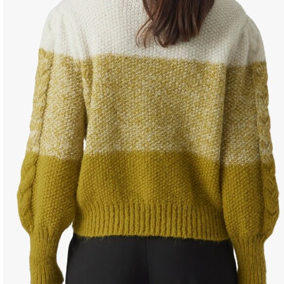 🍞🧈 Vero Moda Daiquiri Cable Knit Colorblock Sweater Size Small - Picture 2 of 8